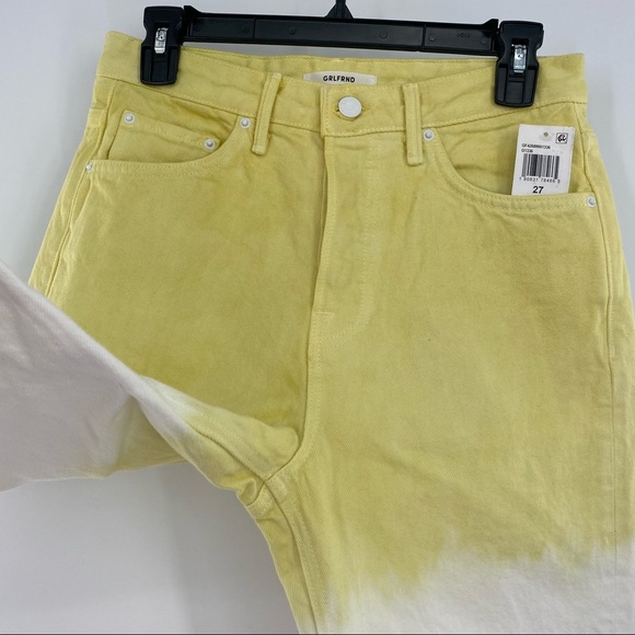 Grlfrnd NWT Mica Crop Color Block Straight Leg Denim Jeans Pink Crush 27 New - Picture 5 of 15